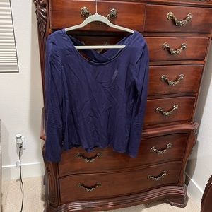 Ladies navy linen blouse